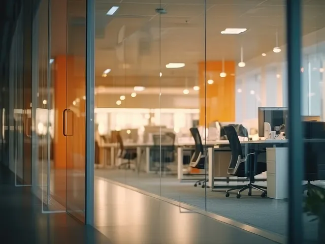 Büro mit einer Glaswand. Wir bieten Glaswände und vieles mehr an bei unserem Glasbau in Berlin. 